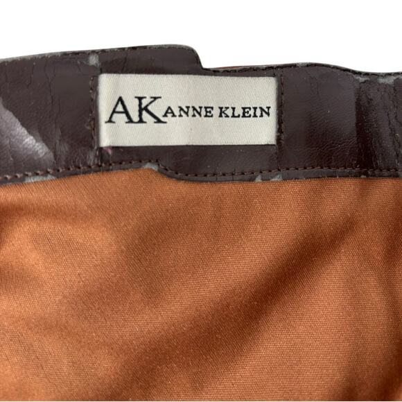 Anne Klein Mid Calf Leather Boots High Heel Brown Modern Classic Size 8M Luxury - Picture 13 of 15